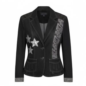 Spoon Me Creations  unique, one of a kind denim blazer with embellishments